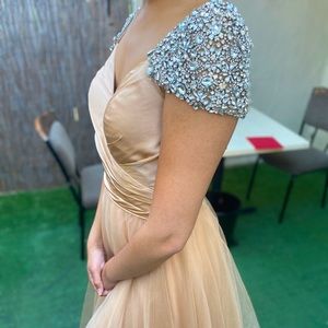 Champagne Gold Sherri Hill Prom Formal Gown